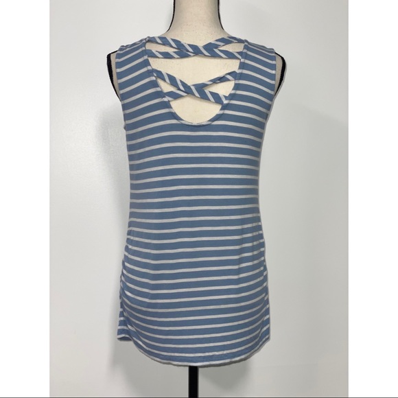 Loveappella Maternity Tank Top Blue Stripes Size S - Picture 6 of 7